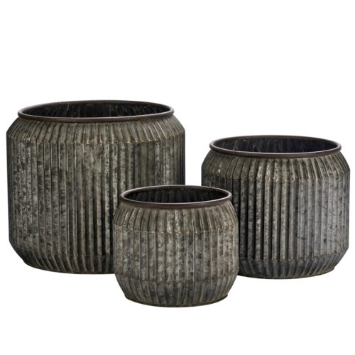 Madam Stoltz Round Galvanized Planters 23R10021