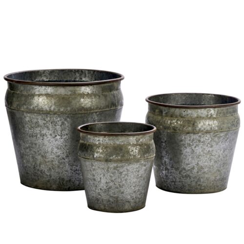Madam Stoltz Round Galvanized Planters 24T62671